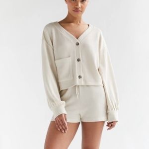 Oak + Fort Ribbed Knit Cardigan and Shorts Set in Small